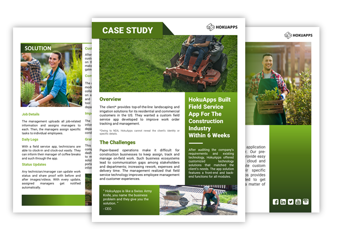 This custom field service app for the construction industry improves operational efficiencies